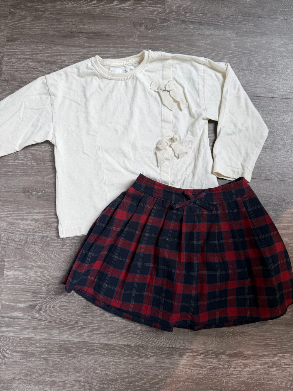 Zara Plaid Skort & Bow Top Set - Coquette, Academia, Girlhoodcore